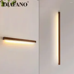 Wall Lamp Wooden LED Lights 60cm 80cm 120cm Tricolour Fixtures Long Living Bedroom Study El Bedside 110V 220V