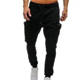 Men's Pants Fashion Mid-Waist Zipper Sports Men Casual Jogging Drawstring Pocket Man Trousers Y2k Clothes Pantalones Gym Sportswear