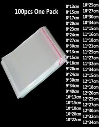 100pcs Clear Plastic Self Adhesive Bag Self Sealing Jewellery Accessories Candy Packing Resealable Gift Cookie Packaging Bag7952176