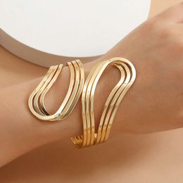 European And American Fashion Jewellery Opening Punk Gold Alloy Metal Twisted Bracelet For Women