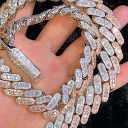 Best Selling Top Quality Round Cut Moissanite Chain Gold Plated 925 Sterling Silver Chain 18mm Iced Out Hip Hop Chain