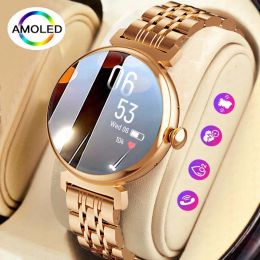 Watches 1.04 inch AMOLED Screen Fashion Ladies Smart Watch Screen Always Display Bluetooth Call Smartwatch Metal Body Small Screen Watch