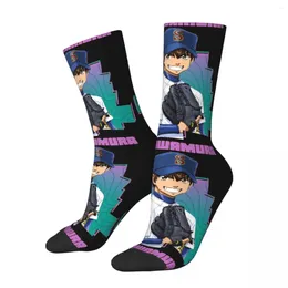 Men's Socks Hip Hop Vintage Soft Crazy Compression Unisex Diamond No Ace Baseball Sawamura Eijun Harajuku Seamless Crew Sock