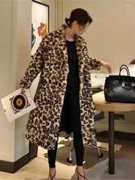 Women's Fur Women Faux Coat Winter Leopard Thick Fluffy Long Sleeve Warm Outerwear Luxury Jacket Elegant Mujer Bontjas Coats