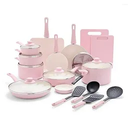 Cookware Sets Nonstick Ceramic Set 23 Piece Kit Pots Frying Pans Kitchen Utensils Healthy PFAS-Free Easy Cleaning Stay-Cool Handles