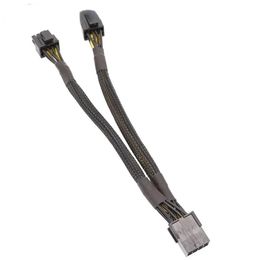 new 25cm Braided Y-Splitter GPU Adapter Cable PCIe 8 Pin Female To Dual 2X8 Pin(6+2) Male PCI Express Power Adapter Extension Cablefor PCIe