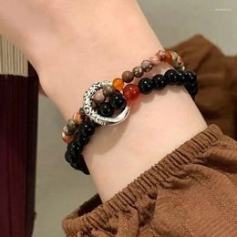 Strand Ethnic Style Bilayer Beads Bracelet Natural Stone Agates Quartz Crytsal For Men Women Yoga Charm Bracelets Jewellery Gift