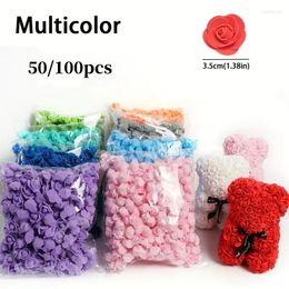 Decorative Flowers 50/100pcs Foam Rose Flower Head 3.5cm Artificial DIY Teddy Bear Valentines Gifts Wedding Birthday Party Home Decor