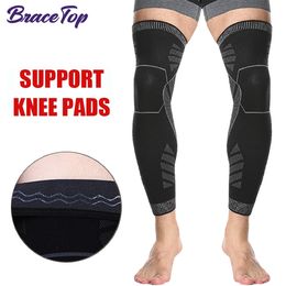 BraceTop Long Leg Compression SleevesFull Leg Sleeve Long Knee Brace Knee Support Protect BasketballFootball Knee Pain Relief 240416