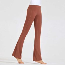 Lulemen tops shorts Autumn Yoga Suit No Awkwardness Thread High Waist Hip Lift Exercise Fitness Wide Leg Pants Wearing Micro Horn Yoga Pants for Women