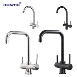 Purifiers Rovate 3 in 1 Kitchen Faucet, Hot and Cold Kitchen Sink Faucet with Drinking Faucet Water Filter
