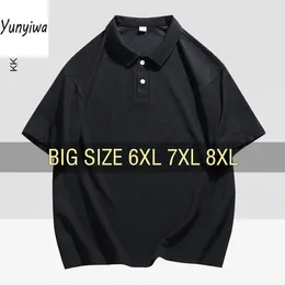 Men's Polos Men Polo Shirt Summer Stretch Quick Dry Oversized 6XL 7XL 8XL Plus Size Elastic Short Sleeve T Shirts Black Loose Breathable