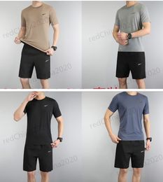Brand wholesale and spot quick drying clothes for men's summer loose short sleeved t-shirts Sportwear breathable and sweat wicking fitness and leisure top sets shorts