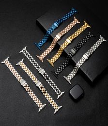 Suitable for Apple iWatch SE 1 2 3 4 5 6th generation small waist threebead stainless steel strap ladies Watch Bands8759972