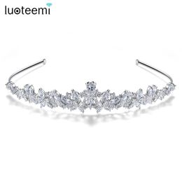 Rings Luoteemi Cubic Zirconia Wedding Bridal Tiaras Princess Queen Pageant Clear Cz Fashion Headband Hair Accessories for Girls