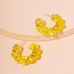 Hoop Earrings UJBOX Fashion Green Yellow Acrylic Resin For Women Texture Party Holiday Accessories Whole Bulk302r