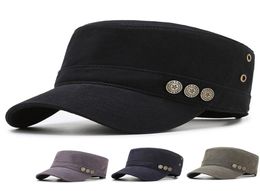 Hat Mens FlatTop Cap Korean Style Fashionable Simple Military Cap Outdoor Leisure AllMatch Sun Protection Hat Spring and Autumn 4992146