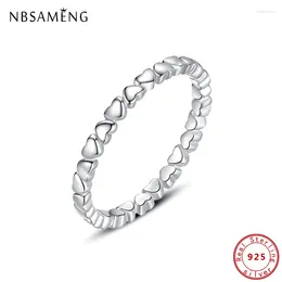 Cluster Rings Original 925 Sterling Silver Band Of Love Hearts Ring For Women Jewelry Wedding Engagement Gift