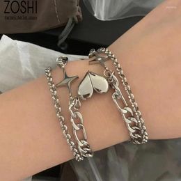 Charm Bracelets Silver Colour 2pcs/set Exquisite Romantic Heart Magnet Couple Bracelet Party Lover Men Women Fashion Jewellery Friend Gift