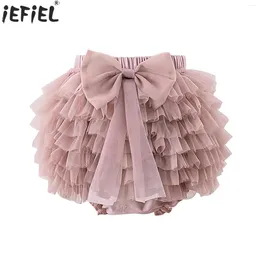 Shorts Baby Girls Ruffled Bloomers Diaper Cover Elastic Waistband Layered Tulle Bowknot Tutu Skirt Toddler Casual Summer Clothes