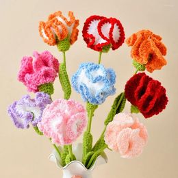 Decorative Flowers 1PCS Knitted Carnation Flower Mother's Day Woven Hand Multi Colour Valentine's Gift Wedding Decor