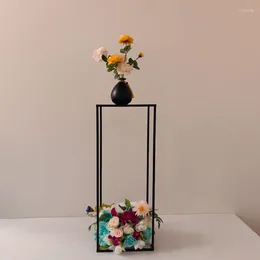 Party Decoration 12PCS/ LOT Flower Vase Black Column Stand 31 Inches Metal Road Lead Wedding Centrepiece Rack For Event