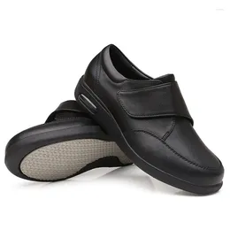 Casual Shoes XIHAHA Man Women Leather Old People Shoe Senile Wide Feet Swollen Couple Eversion Soft Comfortable Diabetic