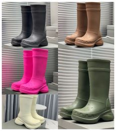 2024 kids crocse echo clog Summer tall Rainboots Knee-High Round toe 6cm Platform Rubber sole Unisex Fashion Casual Couple shoes factory footwear