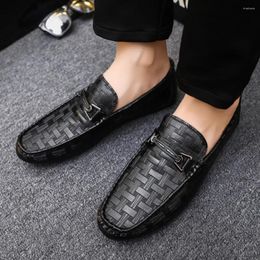 Casual Shoes Fashionable Shallow-mouth Men's 2024 Spring Pure Black Slip-on Non-slip Simple Versatile 39-46 Large Size