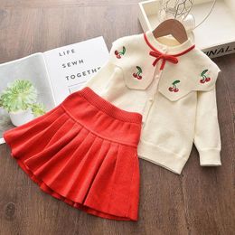 Clothing Sets Bear Leader Baby Girl Clothes Set Sweet Outfits Autumn Winter Kids Girls Long Sleeve Knitted Embroidery Sweater Skirt 2pcs