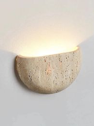 Wall Lamp Led Bedroom Bedside Light Retro Mediaeval Style Yellow Cave Stone Nature Lighting Fixtures Home Room Decor Interior