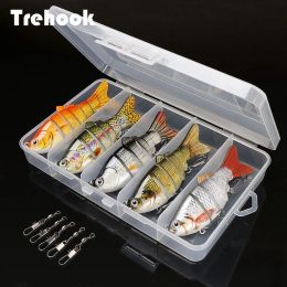 Accessories Trehook 5pcs Sinking Wobbler Set Crankbaits Fishing Kit Artificial Bait Hard Lure Swimbait Pike Wobblers for Bass Fishing Tackle