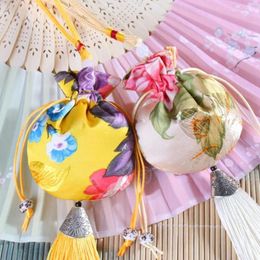 Shopping Bags Portable Fashion Lotus Retro Car Ornaments Antique Jewellery Bag Chinese Style Sachet Embroidery Bedroom Decoration