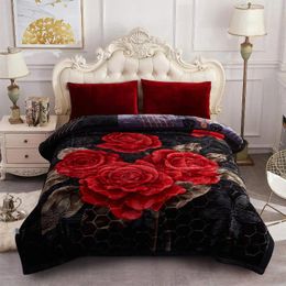 Blankets Heavy Fleece Blanket King Size 2 Ply 10 Pounds Plush Bed Sliky Soft A&B Printed (Red Black Floral King(85"x 93"))