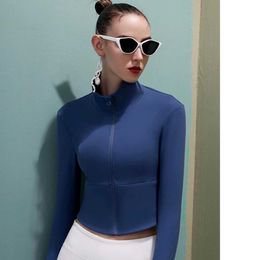 Lulemen tops shorts New Sports Fitness Yoga Coat Womens Slim Fit Stand up Collar Fitness Running Yoga Zipper Long Sleeve Yoga Dress