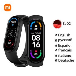 Bileklikler Xiaomi Smartband Mi Band 6 MI Band 5 Fitness Bilezik M6 M5 Akıllı Bilezik Su Geçirmez Nabız Kumaneti Hearttrate Monitör Pedometresi