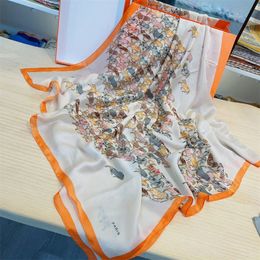 Silk Scarf Designer Brand Womens Scarfs Summer Long Shawls Handmade Wraps Luxury Animal Print Embroidered Scarves
