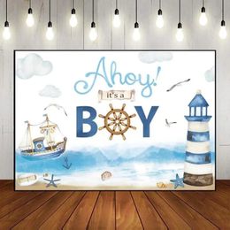 Nautical Rudder Background Adventure Custom Birthday Backdrop Decoration Pography Backdrops born Sailor Baby Shower Banner 240407