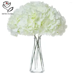 Decorative Flowers 8pcs White Hydrangea Artificial Bridal Bouquet Wedding Party Decoration Fake Hydrangeas Home Vese Garden Decor