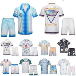Casablanc Shirt Designer Mens T Shirt And Mesh Shorts Sets Casa Blanca Men Polo Shirt Womens Masao San Print Graphic Tee Shirts Loose Silk Summer Tshirts Clothes 3 437
