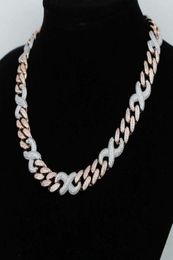 Iced Out Chain For Men women Miami Cuban Link Necklace Luxury Micro Paved rose gold white CZ Cuban Fashion Hip Hop Jewelry6418622