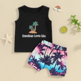 Clothing Sets 0-36months Baby Boy Summer Outfits Round Neck Sleeveless Letter Print Tank Tops Elastic Waist Shorts Infant Boys Set