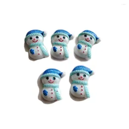 Decorative Flowers 50/100pcs Glitter Resin Christmas Cute Snowman Flatback Cabochon For Hair Bow Centre Winter Scrapbook DIY Accessories