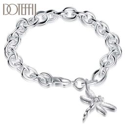 Chain Dragonfly Pendant Bracelet Thick Chain For Man Women Wedding Engagement Party Fashion Jewelry Y240420