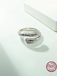 Cluster Rings 925 Sterling Silver Retro Niche Snake Shaped Antique Style Ring Set With High Carbon Diamond Spring Wedding Jewellery