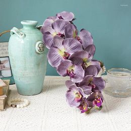 Decorative Flowers 10 Fork Large Flower Phalaenopsis Artificial Colorful Home Wedding Decoration Silk