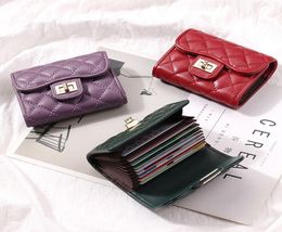 New Lambskin leather Card Holder Women039s Credit ID Passport Business Card Handbags Fashion designer Purse Short Wallet8560777