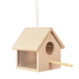 Decorative Figurines Outdoor Bird Houses Transparent Wooden House For Outside Hanging Birdhouse