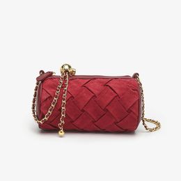 Chain Red Velvet series Superior sense woven cylinder bag Bridal wedding bag Chain Crossbody for daily use