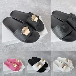 2024 with box dust bag Luxury Designer Slide Slippers Summer sandals Men Flops Leather Lady Women Classic Shoes Ladies Eur 35-45